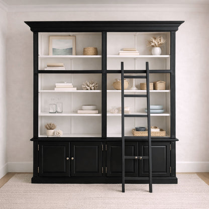 Black Oak Bookcase with Ladder Office &amp; Storage Furniture Beachwood Designs 