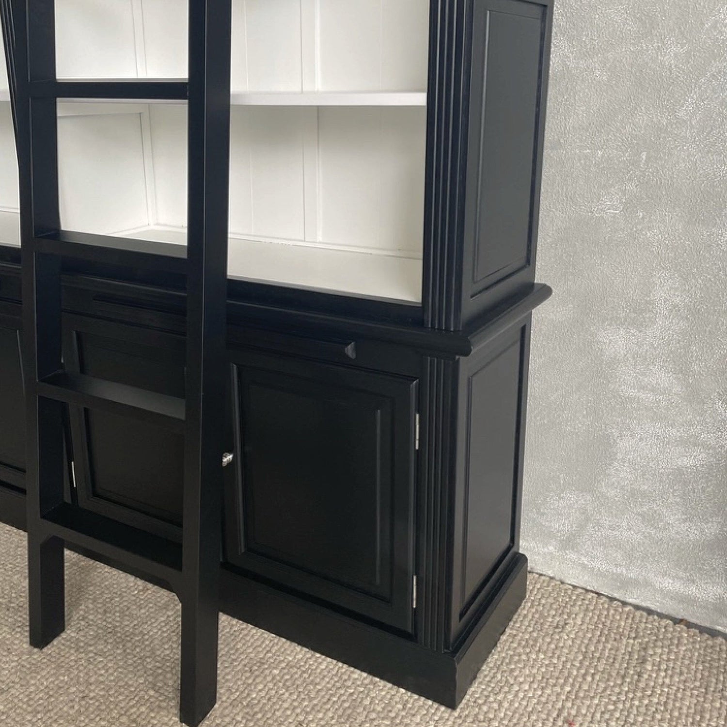 Black Oak Bookcase with Ladder Office &amp; Storage Furniture Beachwood Designs