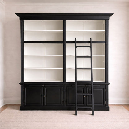 Black Oak Bookcase with Ladder Office &amp; Storage Furniture Beachwood Designs 