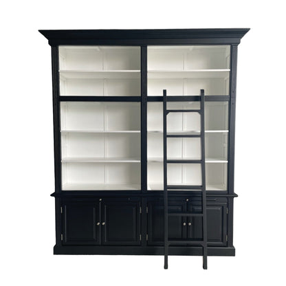 Black Oak Bookcase with Ladder Office &amp; Storage Furniture Beachwood Designs