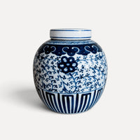 Blue & White Ceramic Jar with Lid