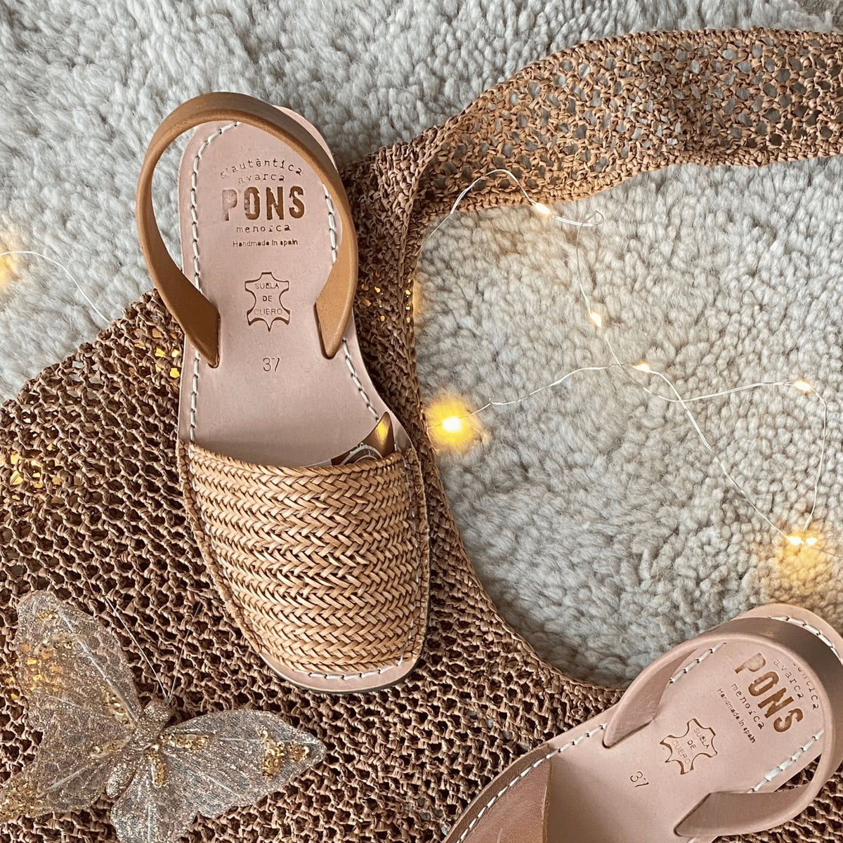 Braided Menorca Leather Sandals - Caramel Homewares Beachwood Designs