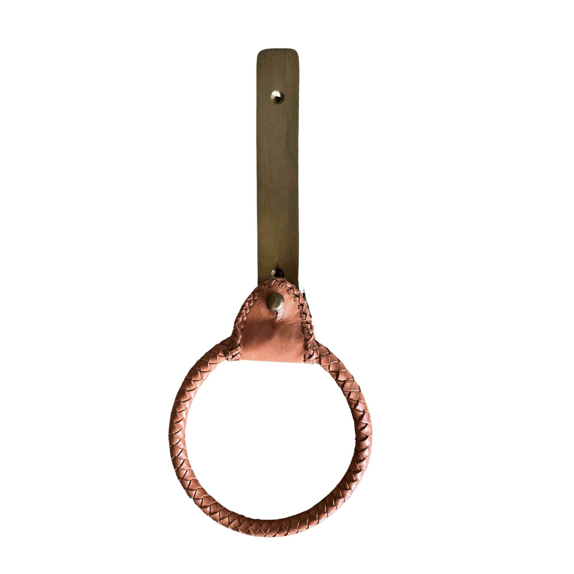 Bullo Brass &amp; Leather Towel Holder Homewares Beachwood Designs