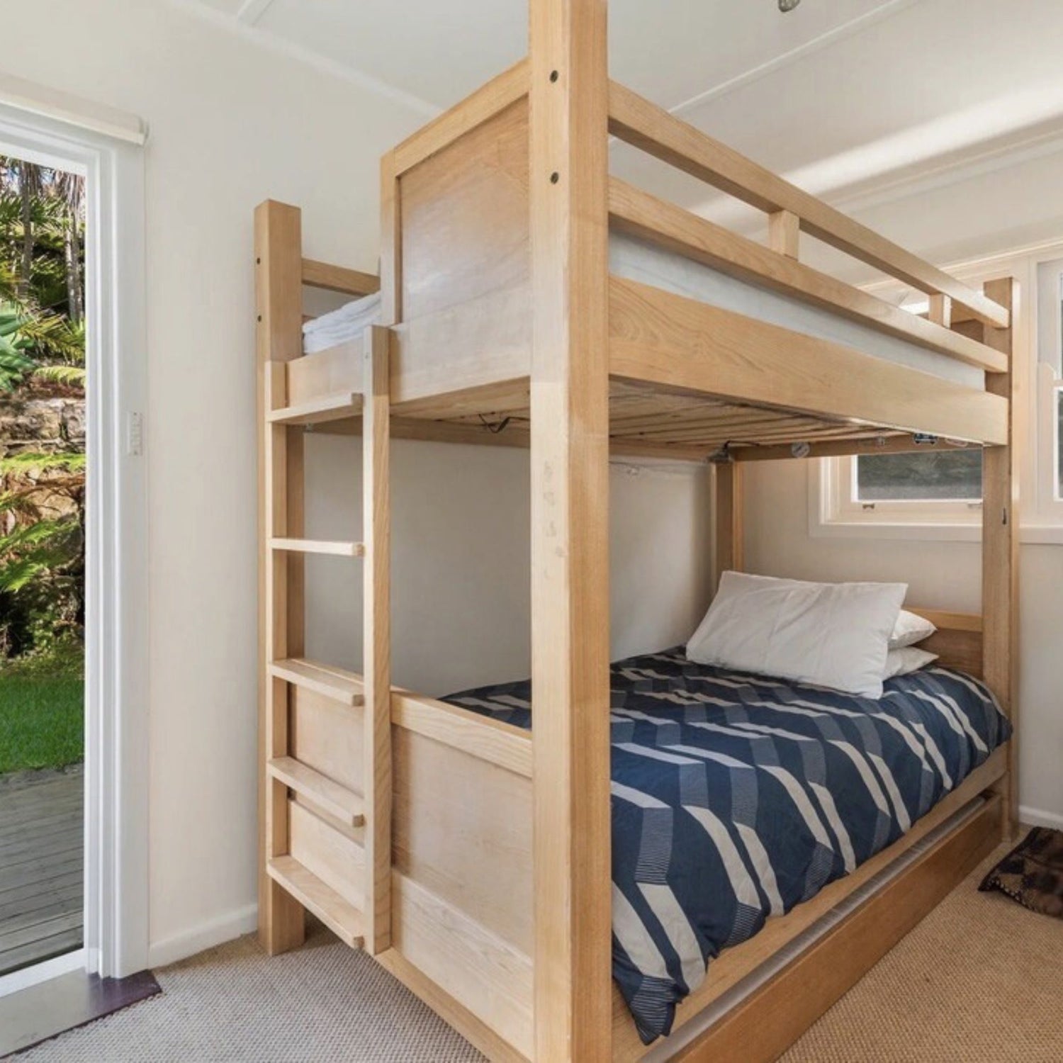 Bunk Bed - Fixed Ladder Bedroom Furniture Beachwood Designs Limed Ash 