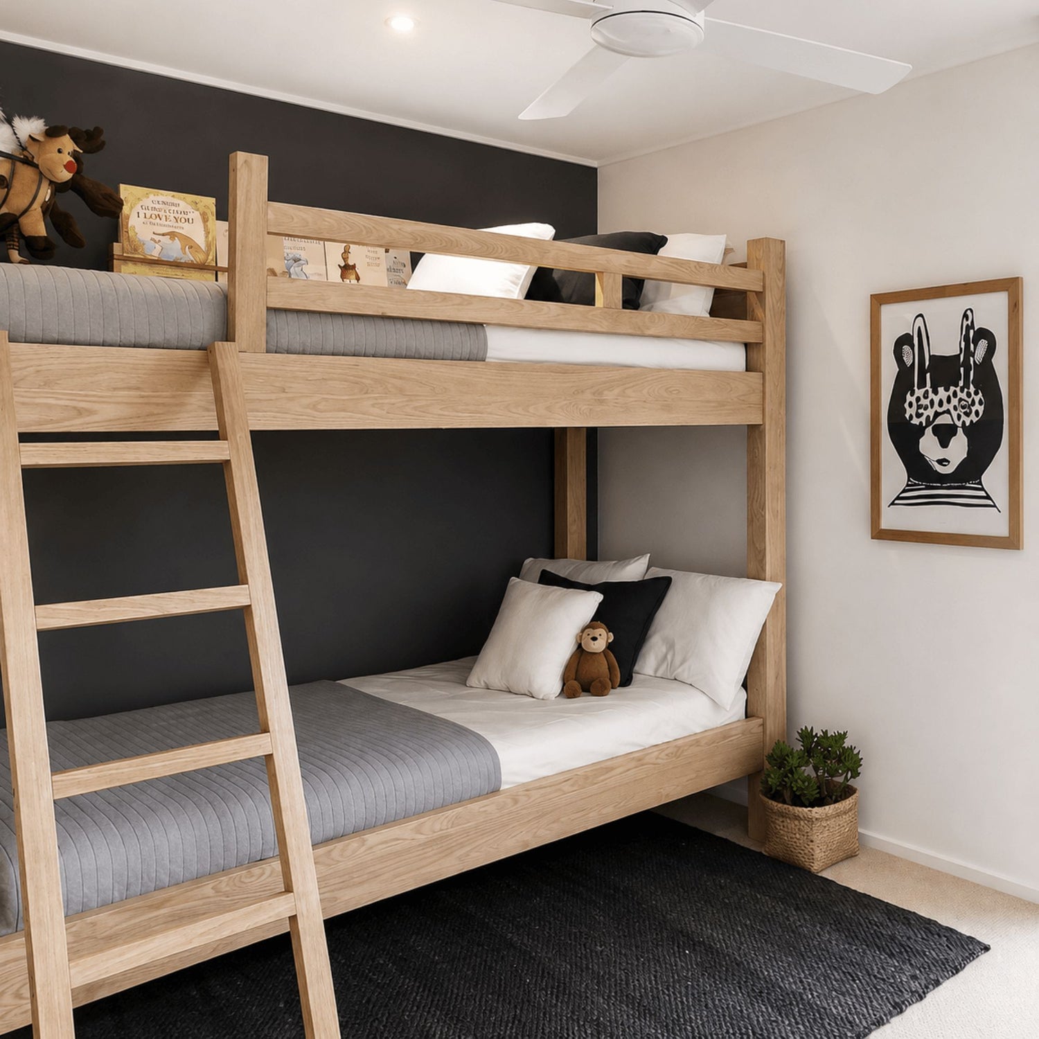 Bunk Bed - Removable Ladder - Single Bedroom Furniture Beachwood Designs 