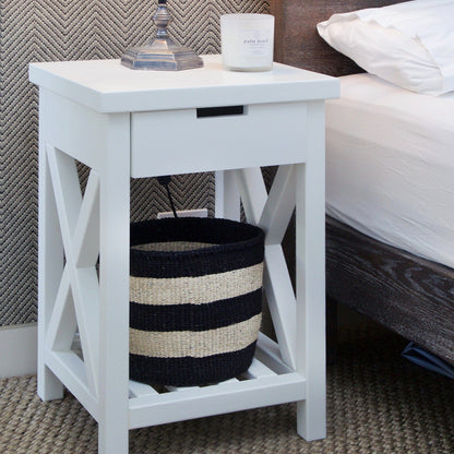 Caribbean Bedside L450mm - 1 Drawer Bedroom Furniture Beachwood Designs White 