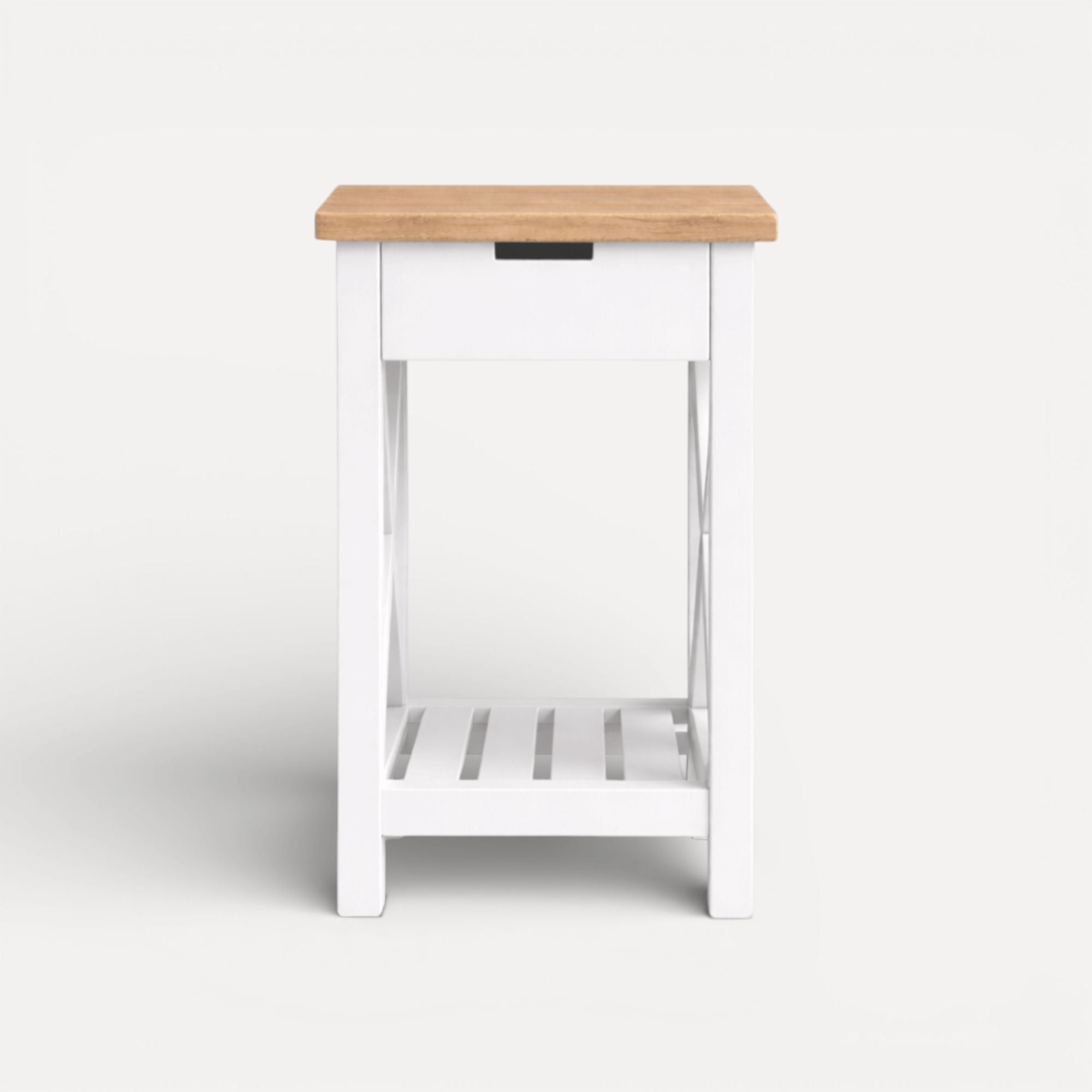 Caribbean Bedside L450mm - 1 Drawer Bedroom Furniture Beachwood Designs White &amp; Limed Ash 