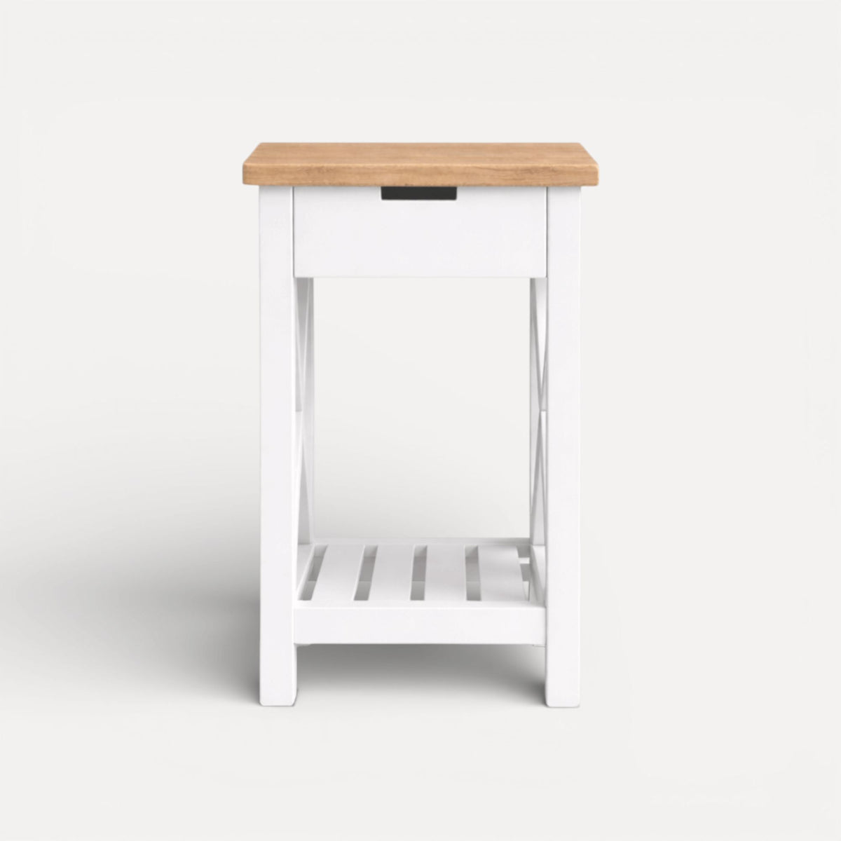 Caribbean Bedside L450mm - 1 Drawer Bedroom Furniture Beachwood Designs White &amp; Limed Ash 