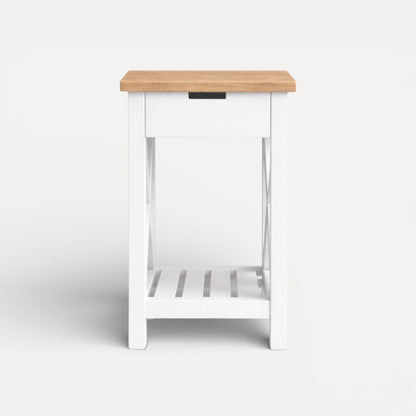 Caribbean Bedside L450mm - 1 Drawer Bedroom Furniture Beachwood Designs White &amp; Limed Ash 