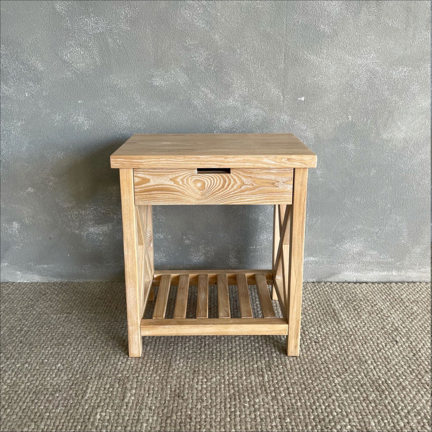 Caribbean Bedside L600mm - 1 Drawer Bedroom Furniture Beachwood Designs Limed Ash 