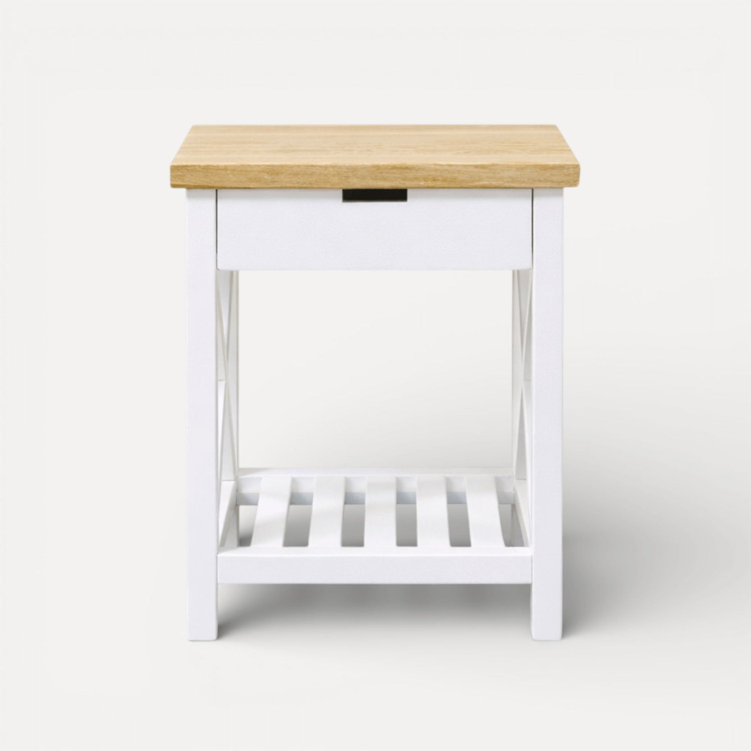 Caribbean Bedside L600mm - 1 Drawer Bedroom Furniture Beachwood Designs White &amp; Limed Ash 