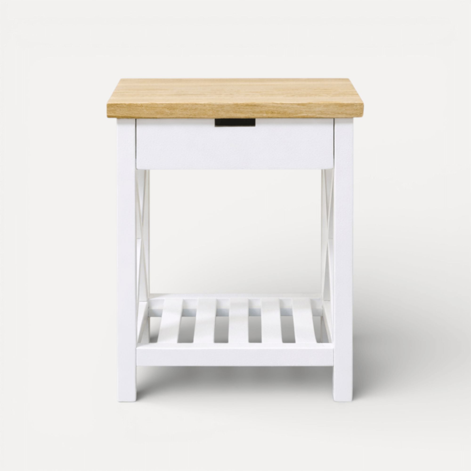 Caribbean Bedside L600mm - 1 Drawer Bedroom Furniture Beachwood Designs White &amp; Limed Ash 