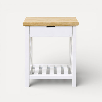 Caribbean Bedside L600mm - 1 Drawer Bedroom Furniture Beachwood Designs White &amp; Limed Ash 