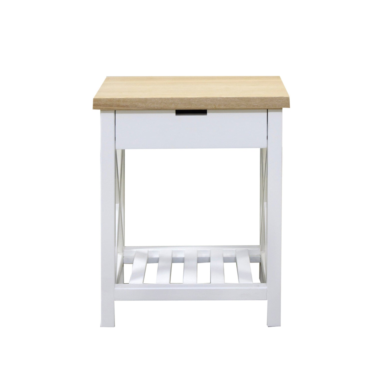 Caribbean Bedside L600mm - 1 Drawer Bedroom Furniture Beachwood Designs White &amp; Limed Ash 