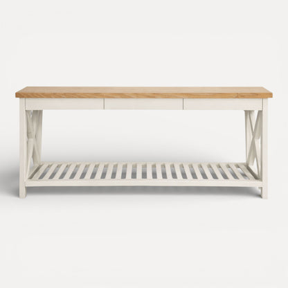 Caribbean Console &amp; Drawers L1800mm Living Furniture Beachwood Designs White &amp; Limed Ash 