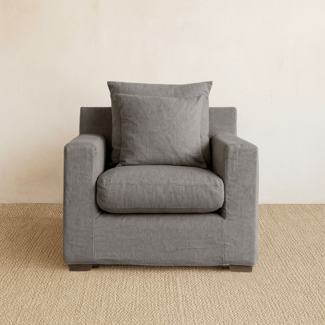 Clareville Sofa - 1 Seater Living Furniture Beachwood Designs Grey Linen