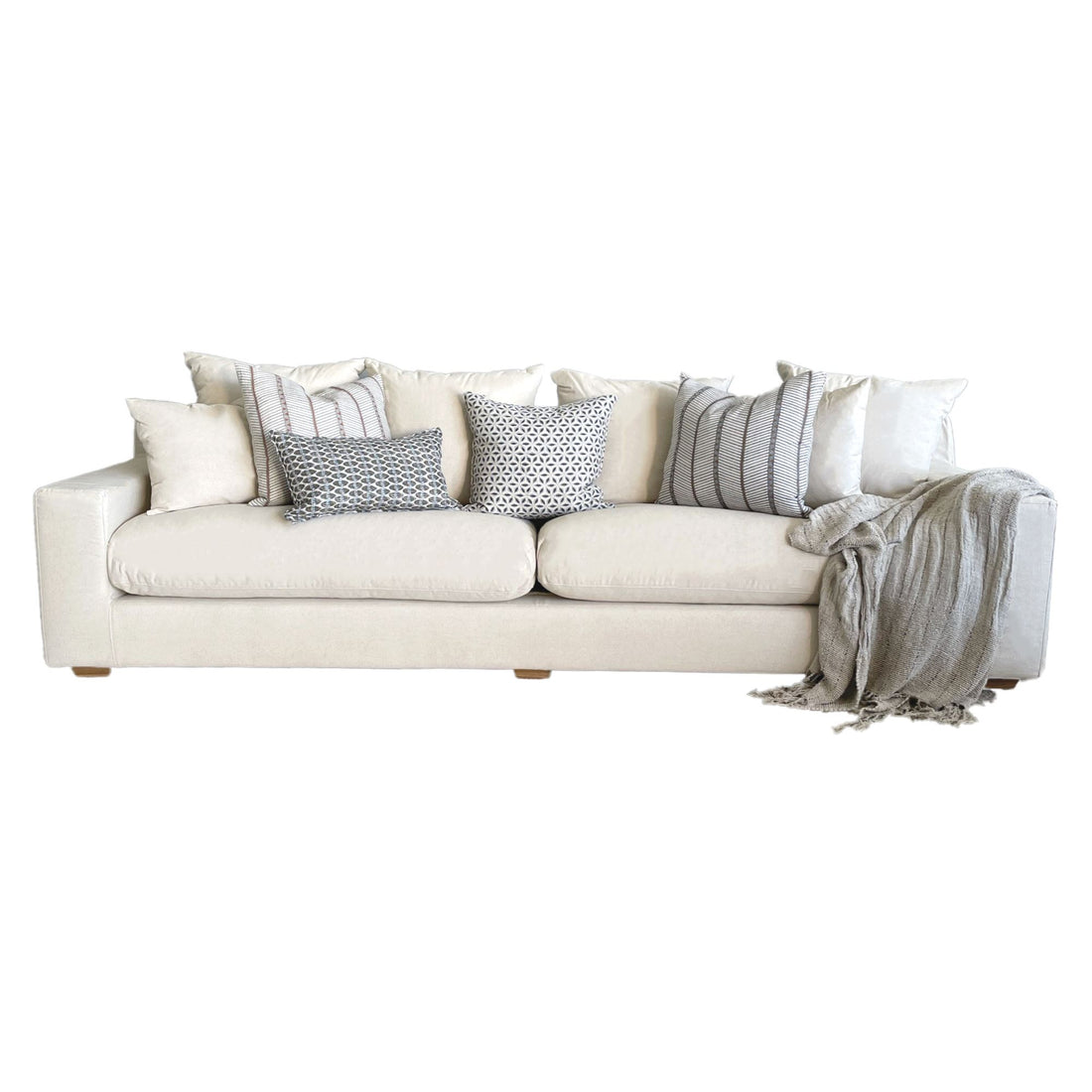 Clareville Sofa - 4 Seater Living Furniture Beachwood Designs Salt &amp; Pepper Linen Cotton 