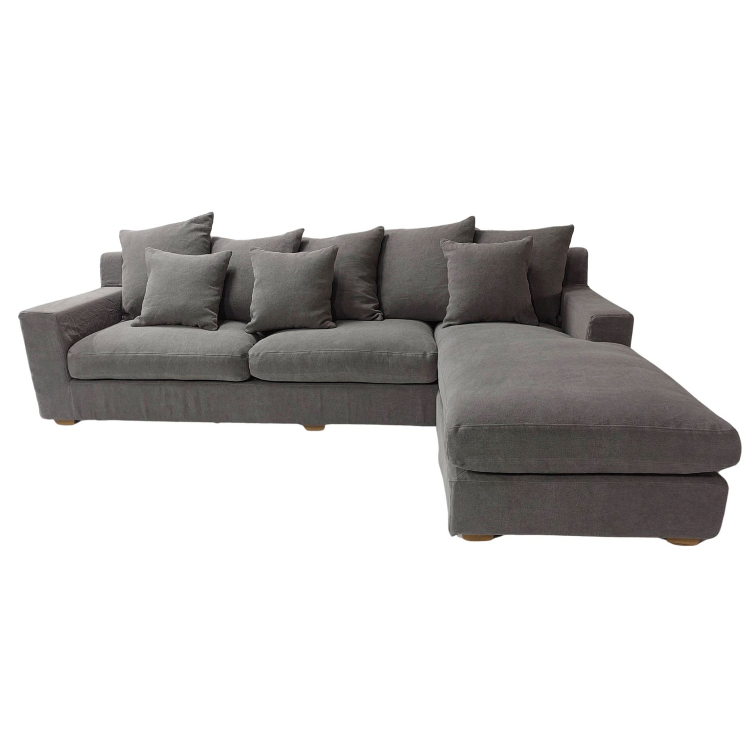 Clareville Sofa with Chaise Living Furniture Beachwood Designs Grey Linen 