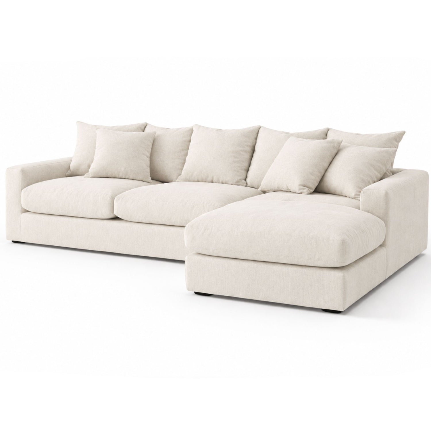 Clareville Sofa with Chaise Living Furniture Beachwood Designs Salt &amp; Pepper Linen Cotton 