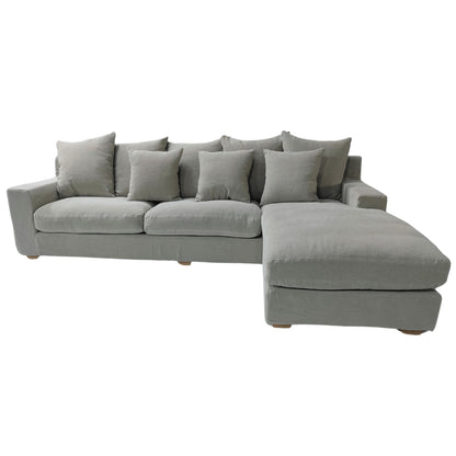 Clareville Sofa with Chaise Living Furniture Beachwood Designs Shale Linen 