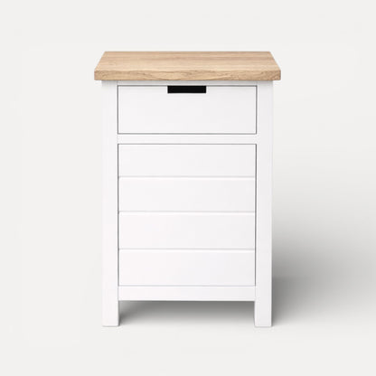 Coast Bedside L450mm - 1 Drawer &amp; Door Bedroom Furniture Beachwood Designs White &amp; Limed Ash 