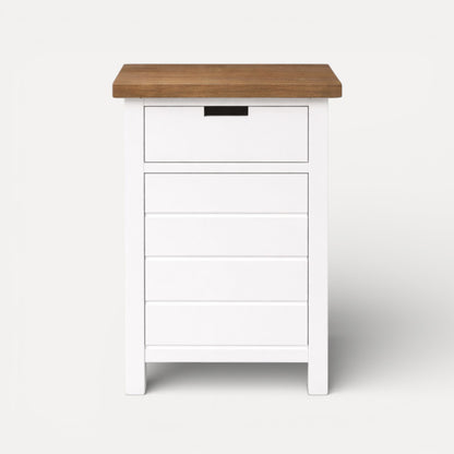 Coast Bedside L450mm - 1 Drawer &amp; Door Bedroom Furniture Beachwood Designs White &amp; Weathered Oak 