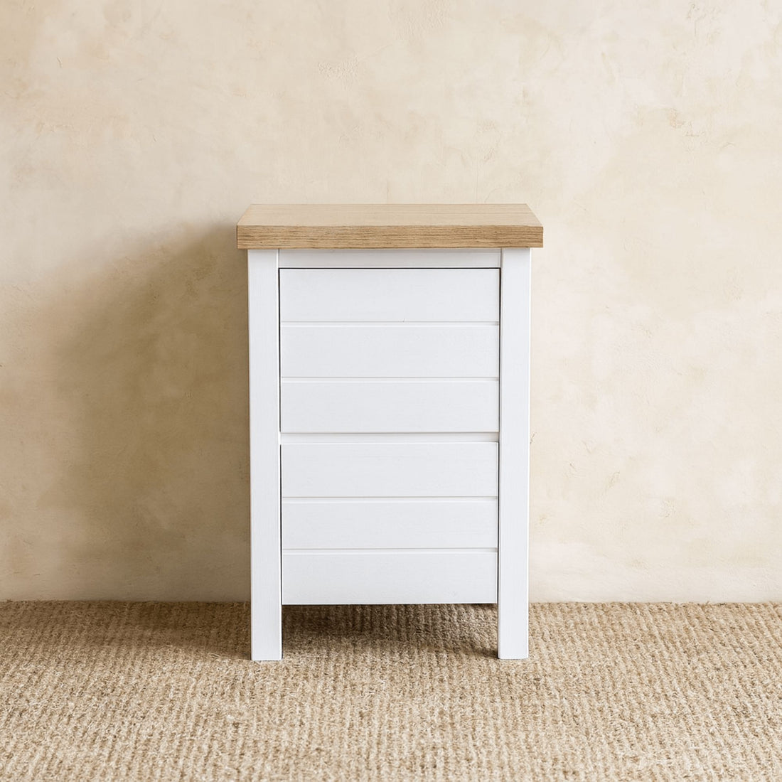 Coast Bedside L450mm - 2 Drawer Bedroom Furniture Beachwood Designs White &amp; Limed Ash 