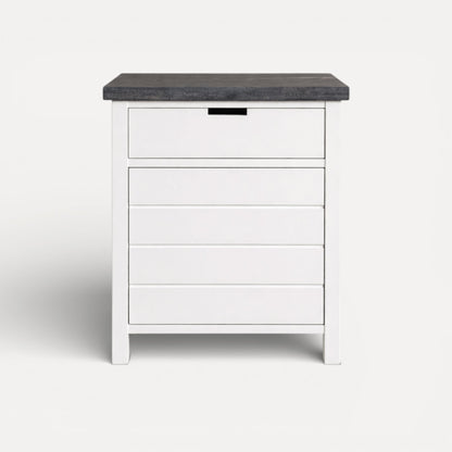 Coast Bedside L600mm - 1 Drawer &amp; Door Bedroom Furniture Beachwood Designs White &amp; Grey Limed 