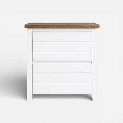 Coast Bedside L600mm - 2 Drawer Bedroom Furniture Beachwood Designs White &amp; Weathered Oak 
