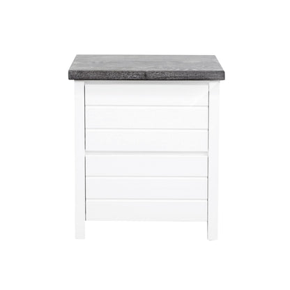 Coast Bedside L600mm - 2 Drawer - White &amp; Grey Limed Bedroom Furniture Beachwood Designs