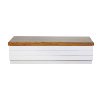 Coast End of Bed Unit - King Bedroom Furniture Beachwood Designs White &amp; Weathered Oak 