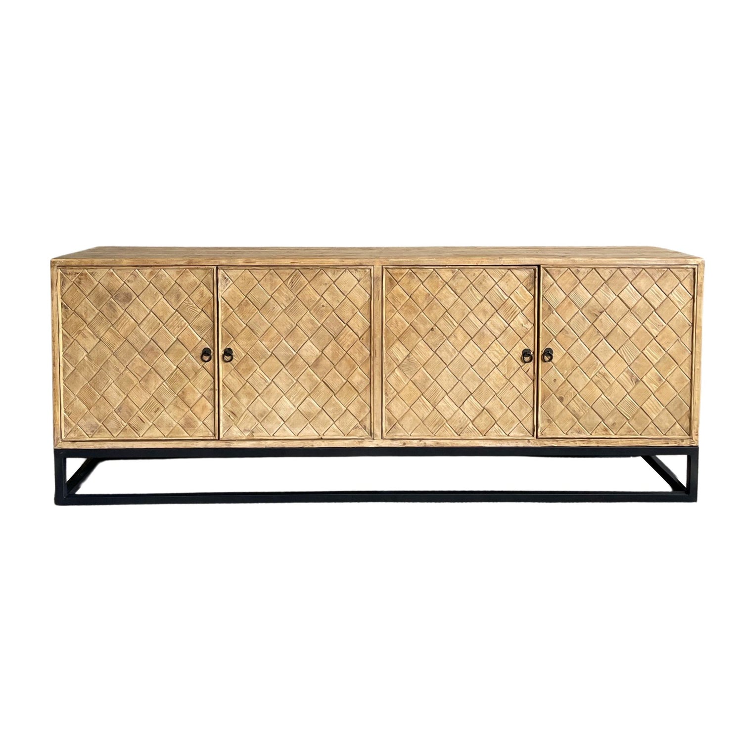 Criss Cross Elm Sideboard &amp; Metal Base L2200mm Living Furniture Beachwood Designs 