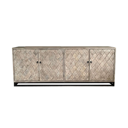 Criss Cross Elm Sideboard &amp; Metal Base L2200mm Living Furniture Beachwood Designs 