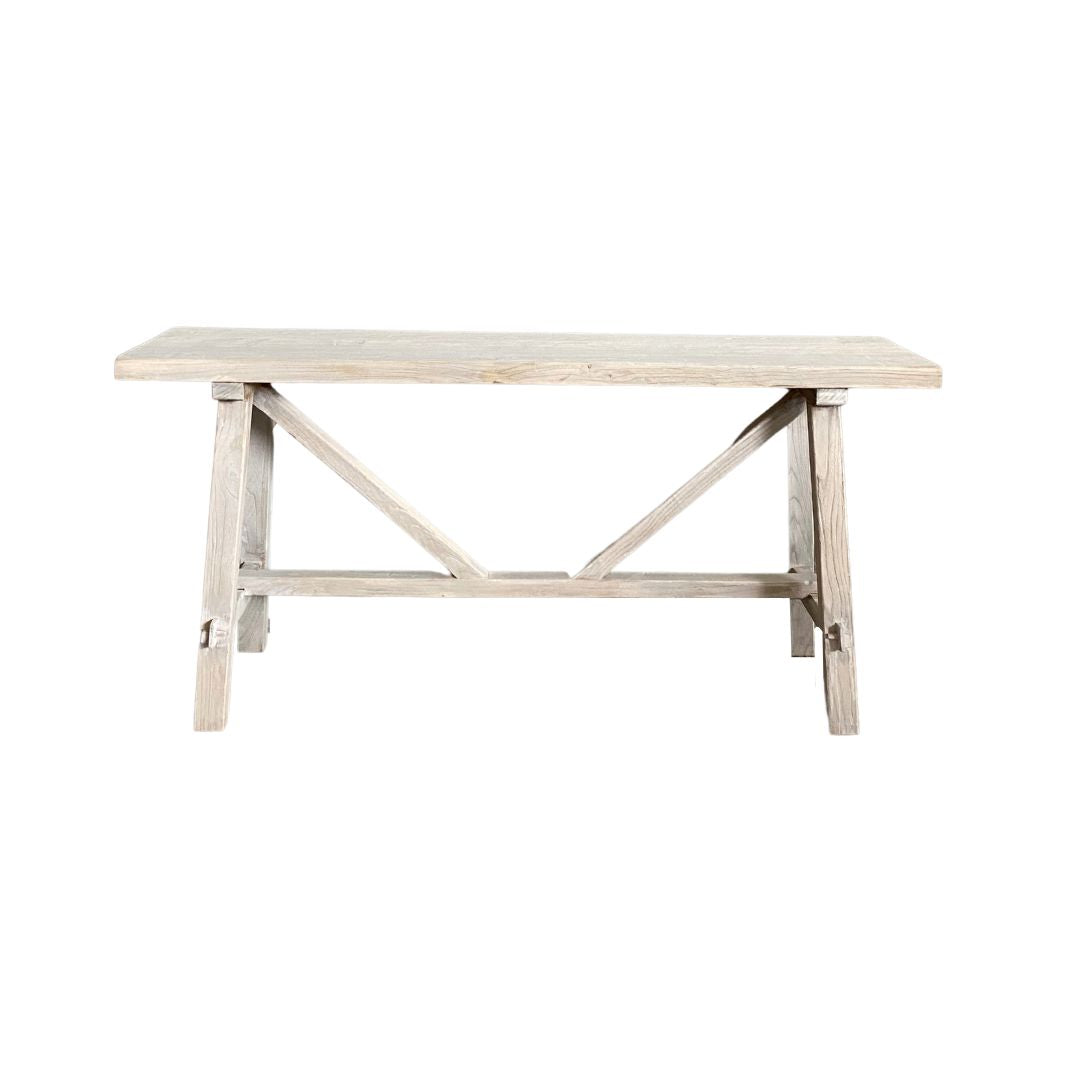 Cross Strut Elm Console L1600mm Living Furniture Beachwood Designs Grey Wash 