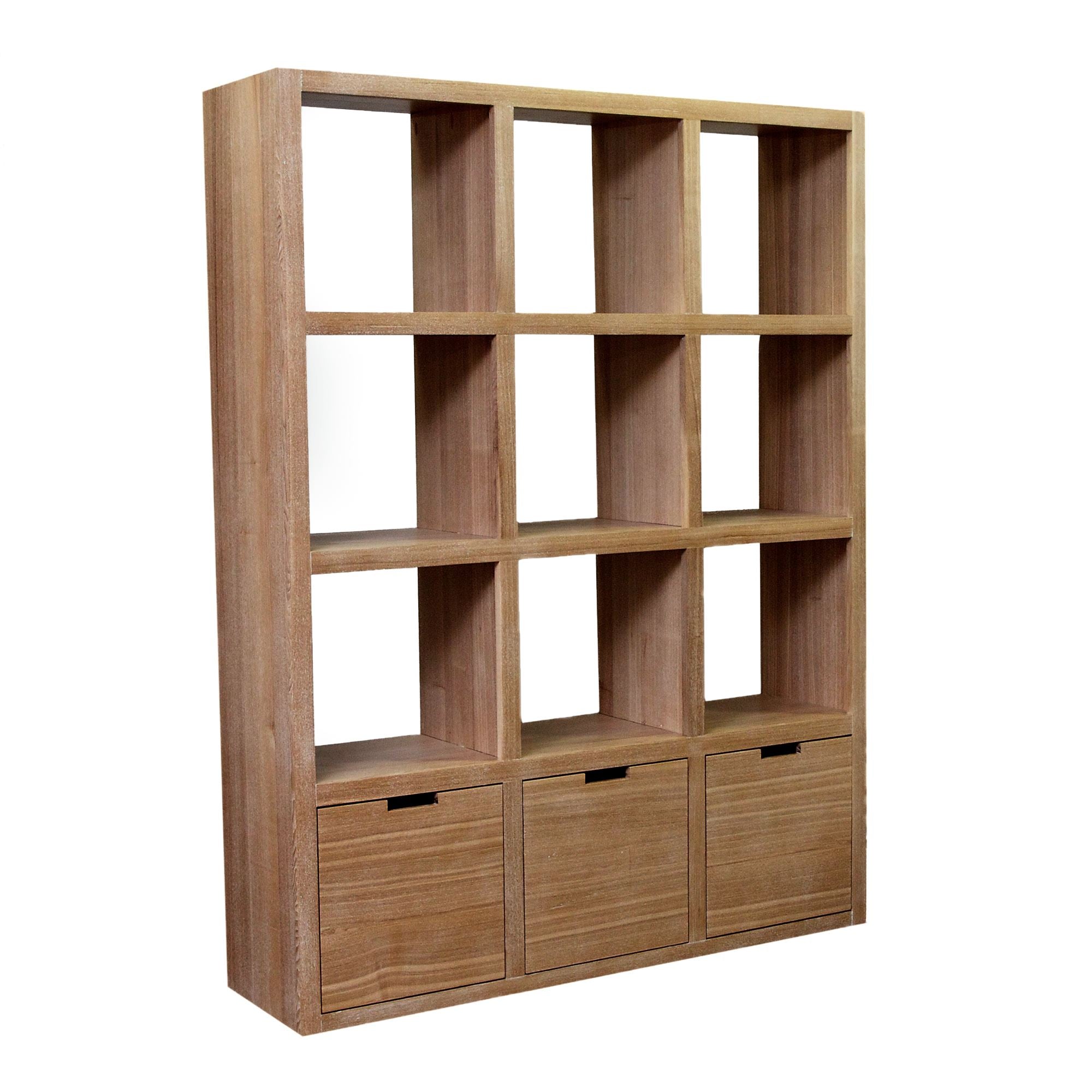 Cube Shelving with Drawers (3 high x 3 wide) Office &amp; Storage Furniture Beachwood Designs Weathered Oak 