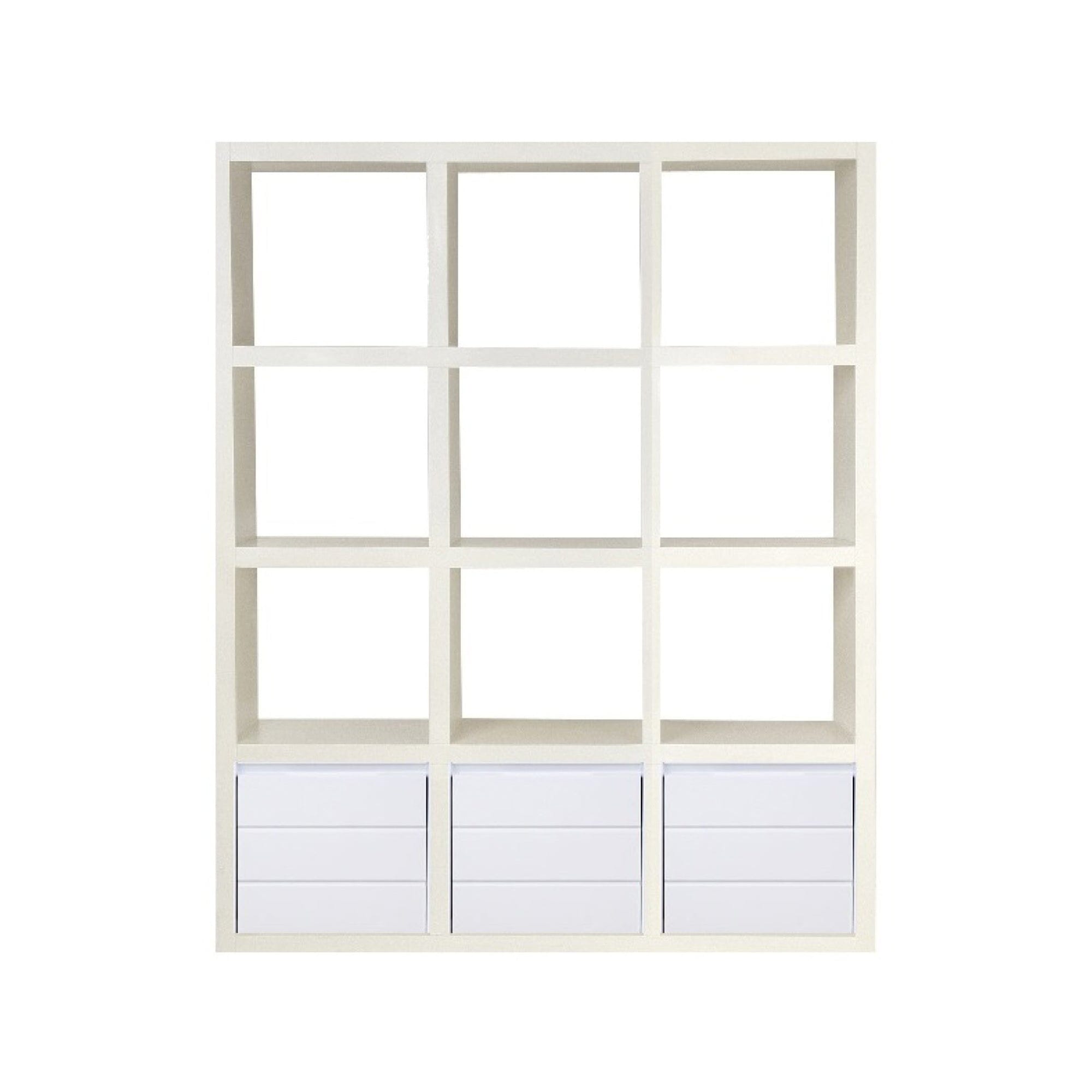 Cube Shelving with Drawers (3 high x 3 wide) Office &amp; Storage Furniture Beachwood Designs White