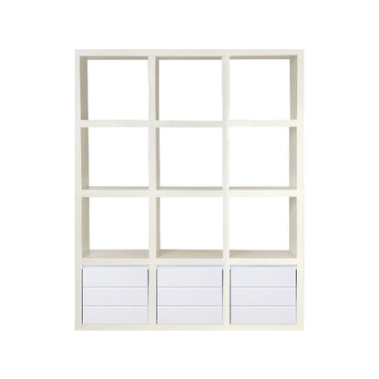 Cube Shelving with Drawers (3 high x 3 wide) Office &amp; Storage Furniture Beachwood Designs White 