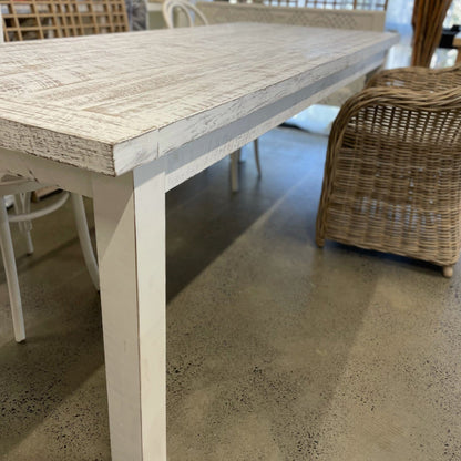 Custom Straight Leg Outdoor Table Outdoor Furniture Beachwood Designs Outdoor Hardwood - Whitewash (OD-HW-3) 