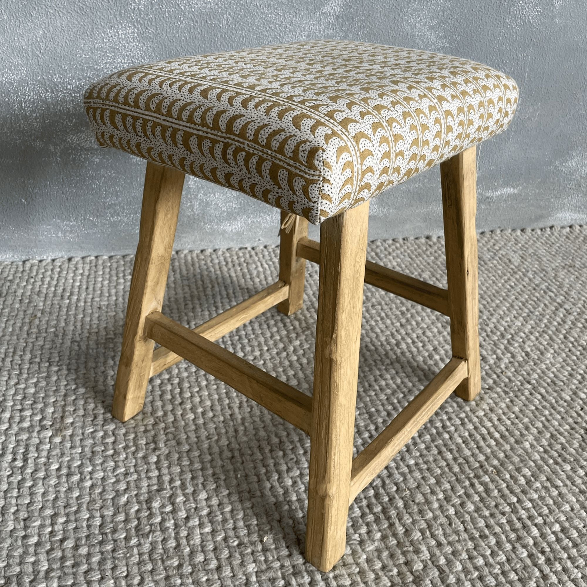 Custom Upholstered Elm Stool Dining Furniture Beachwood Designs Rectangular Stool Luxor Saffron 