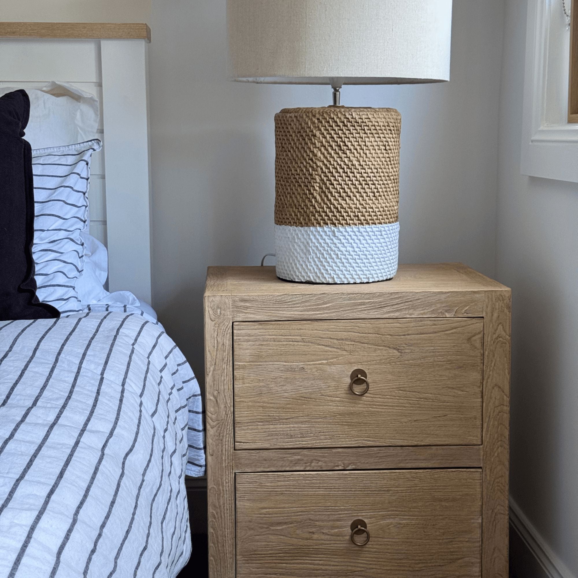 Elm Bedside L550mm - 2 Drawer Bedroom Furniture Beachwood Designs 