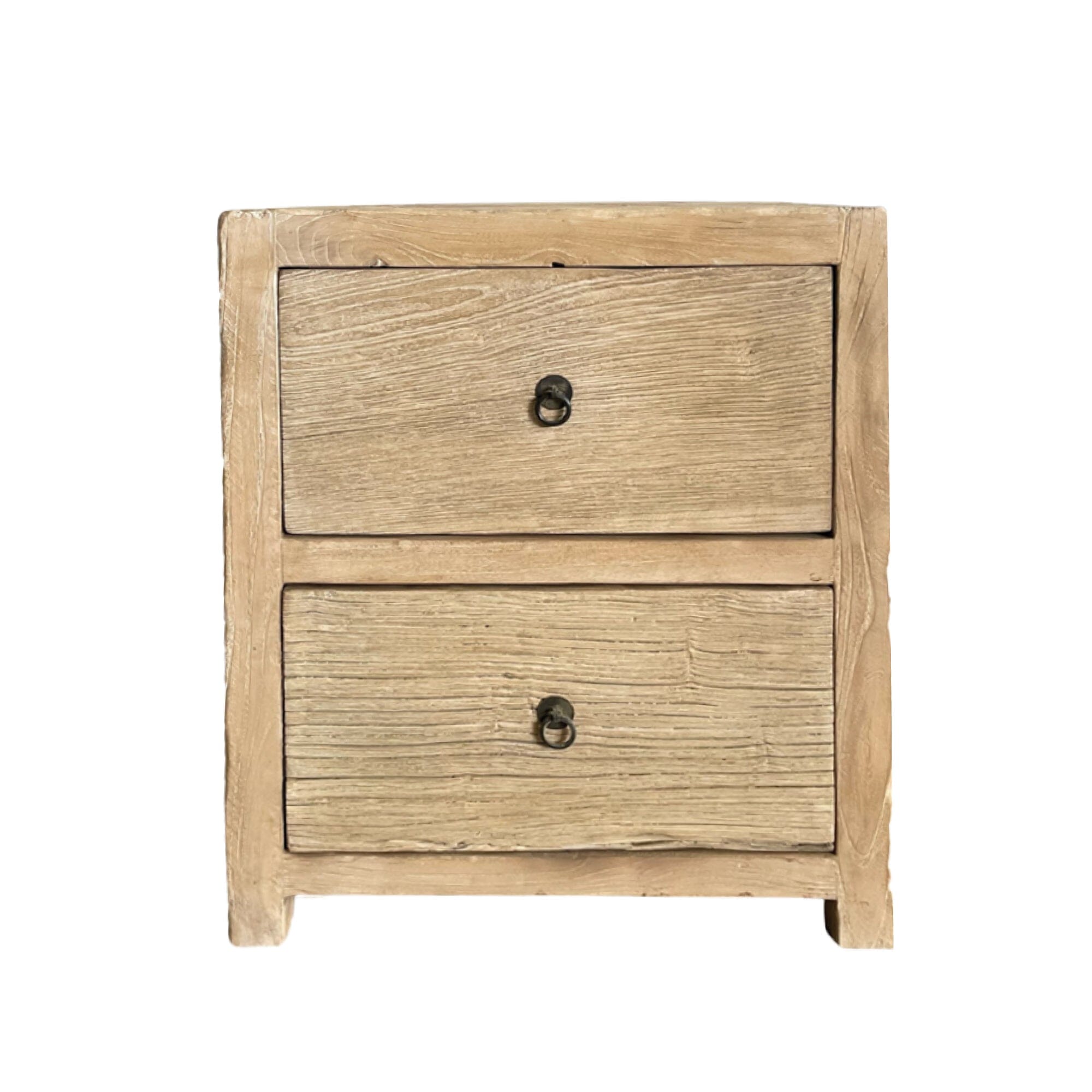 Elm Bedside L550mm - 2 Drawer Bedroom Furniture Beachwood Designs Natural Elm 