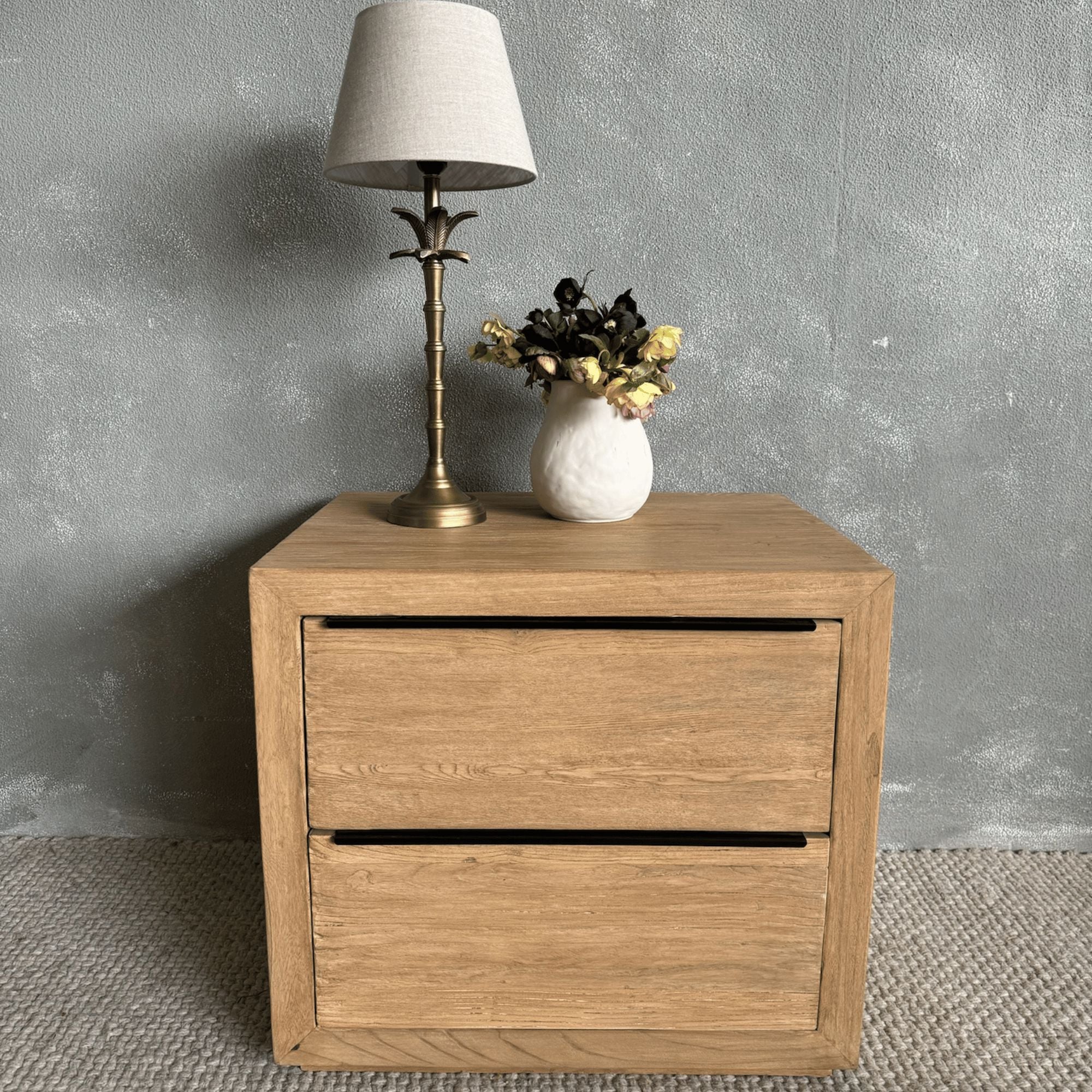 Elm Bedside Table L660mm - 2 Drawers Bedroom Furniture Beachwood Designs