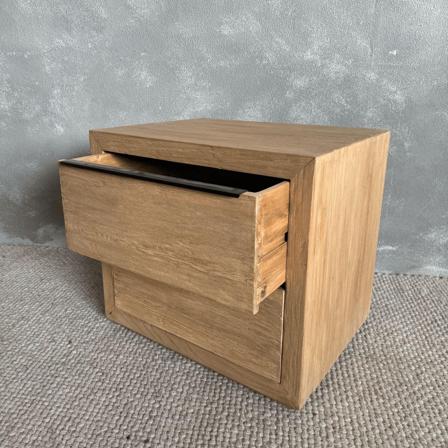 Elm Bedside Table L660mm - 2 Drawers Bedroom Furniture Beachwood Designs 