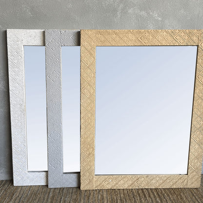 Elm Carved Mirror - 1200H x 950W - Light Grey Homewares Beachwood Designs 