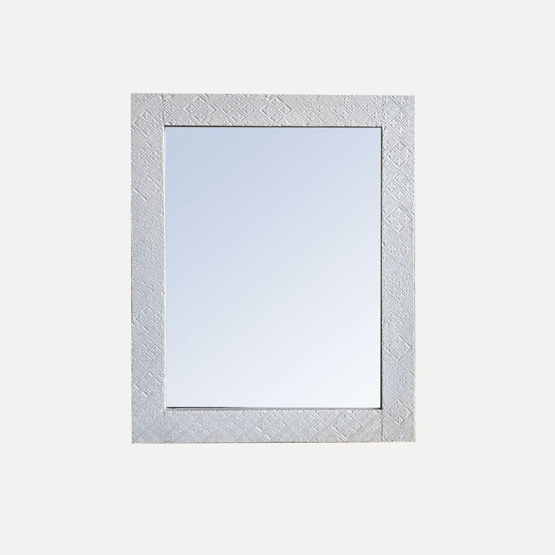 Elm Carved Mirror - 1200H x 950W - Light Grey Homewares Beachwood Designs 