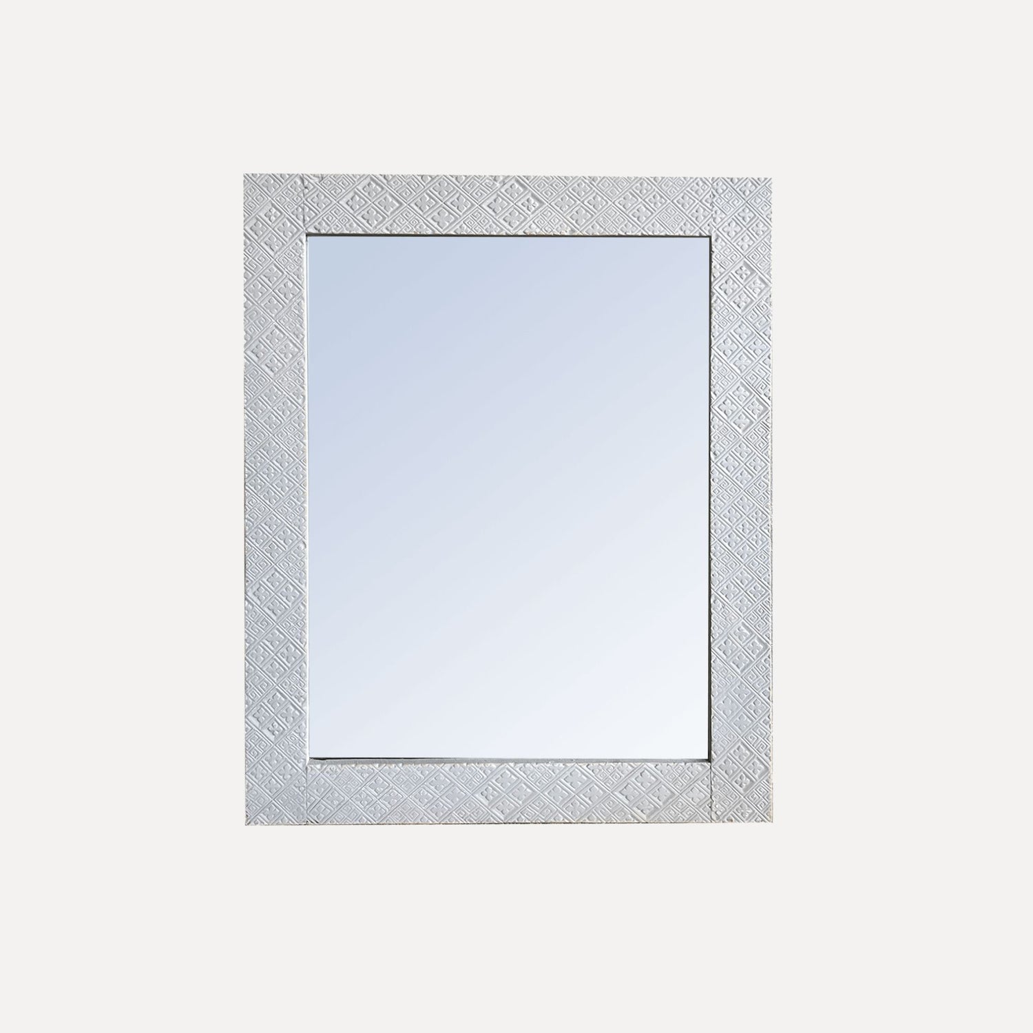 Elm Carved Mirror - 1200H x 950W - Light Grey Homewares Beachwood Designs 