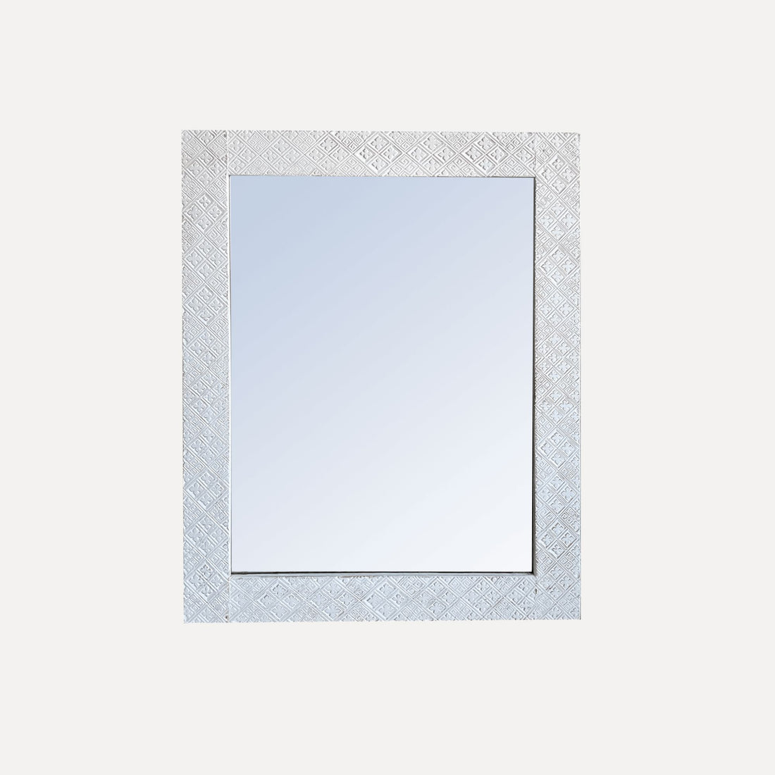Elm Carved Mirror - 1200H x 950W - White Homewares Beachwood Designs 