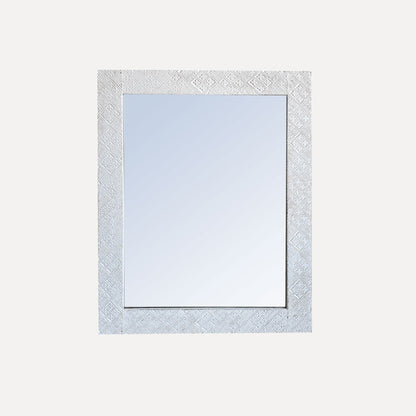 Elm Carved Mirror - 1200H x 950W - White Homewares Beachwood Designs