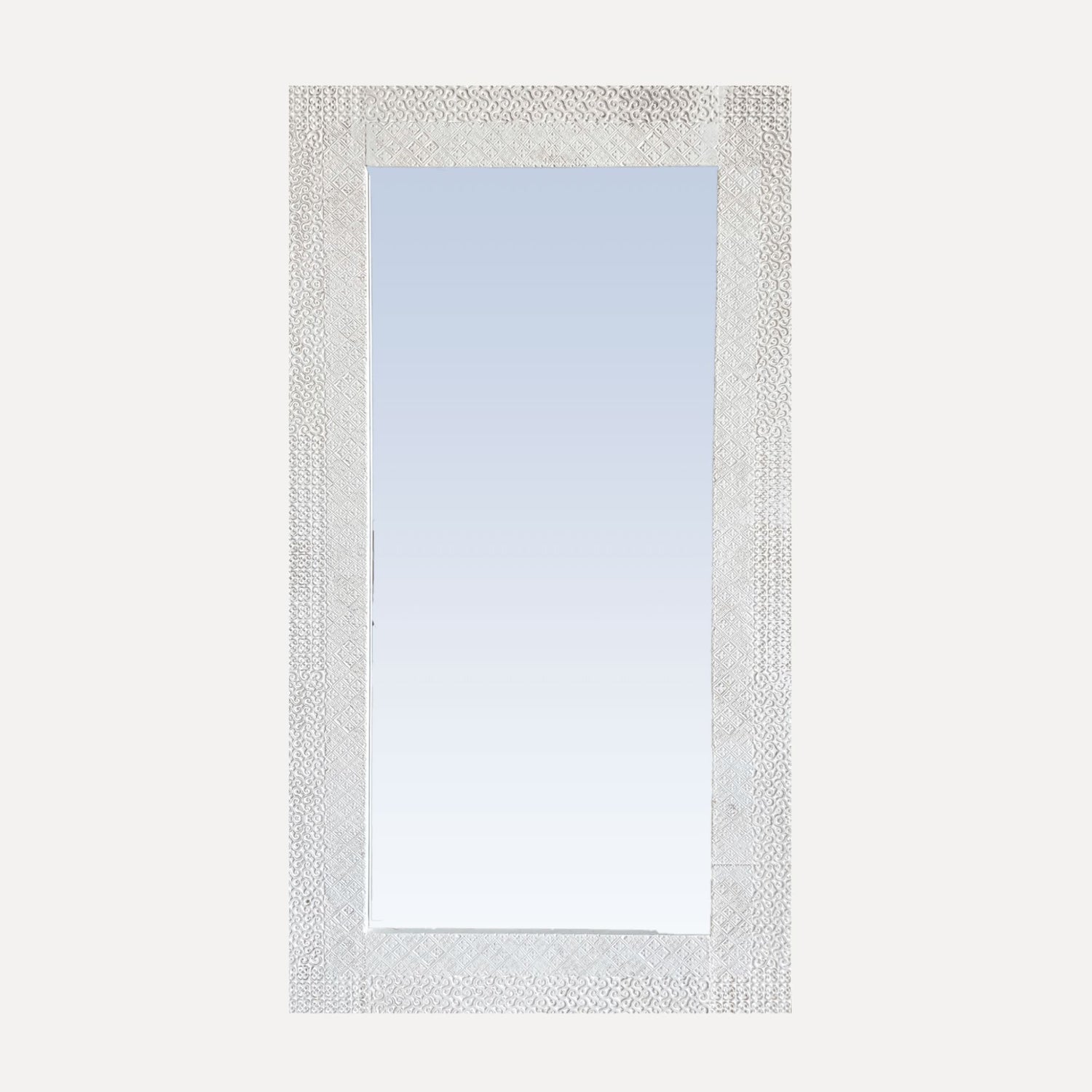 Elm Carved Mirror - 2000H x 1100W - White Homewares Beachwood Designs 