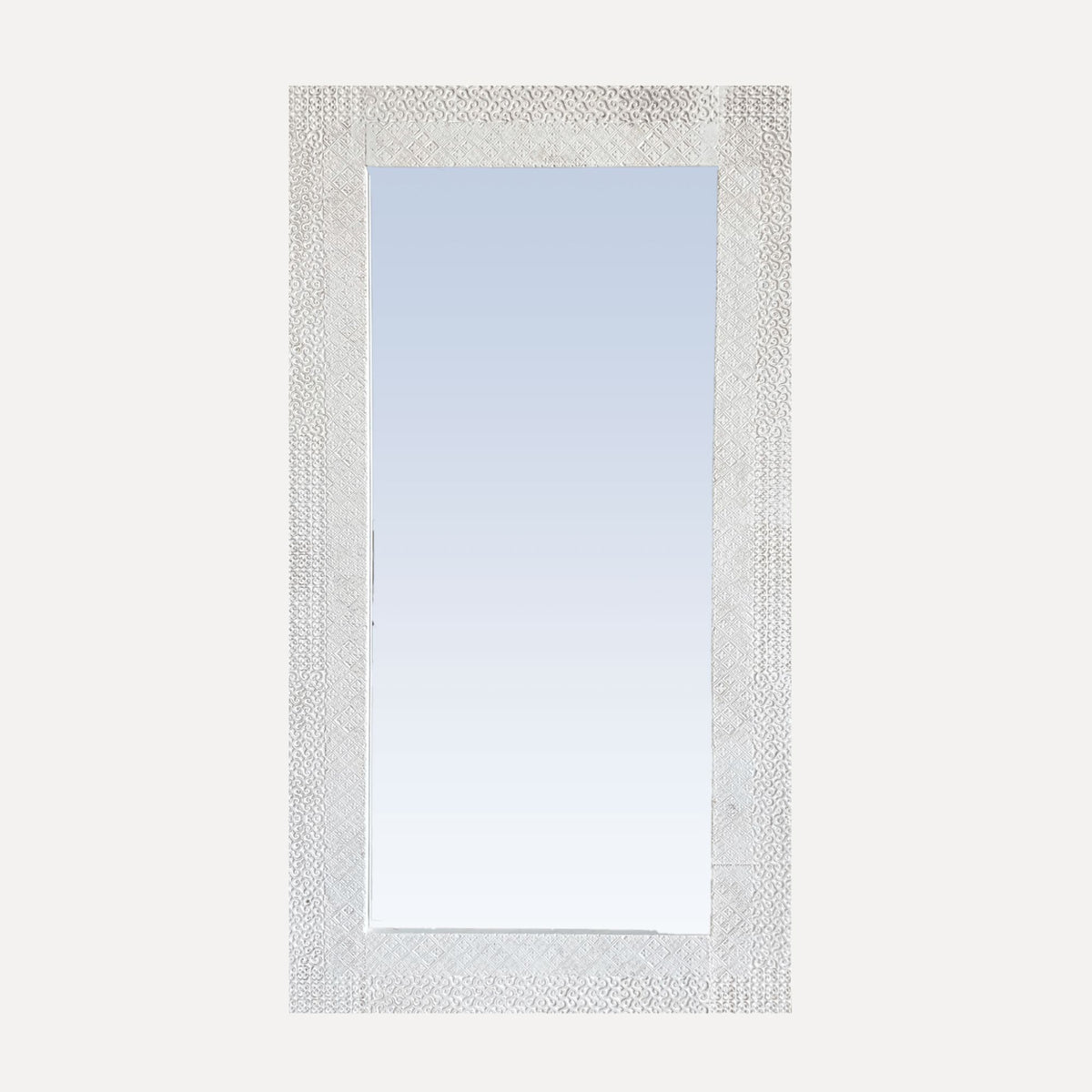 Elm Carved Mirror - 2000H x 1100W - White Homewares Beachwood Designs 